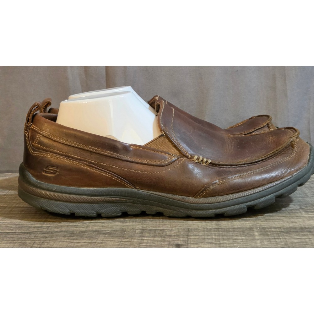 Skechers Superior Gains Slip On Loafers Mens Size 9.5 Extra Wide Brown